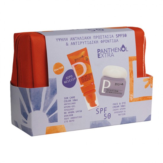 Panthenol Extra Αντηλιακή & Αντιρυτιδική Φροντίδα με Sun Care Diaphanous Αντηλιακό Gel Προσώπου SPF30, 50ml & Face & Eye Cream 24h Κρέμα Προσώπου & Ματιών, 50ml & Δώρο Νεσεσέρ, 1σετ