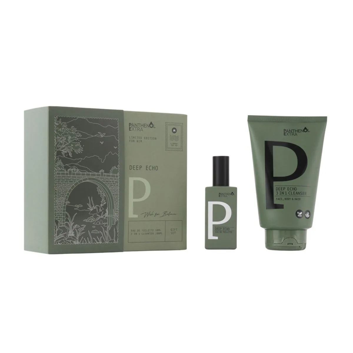 Panthenol Extra Wish For Balance / Deep Echo (Deep Echo EDT 50ml & Deep Echo 3in1 Cleanser 200ml) Σετ Ανδρικό αφρόλουτρο και σαμπουάν, Ανδρικό άρωμα