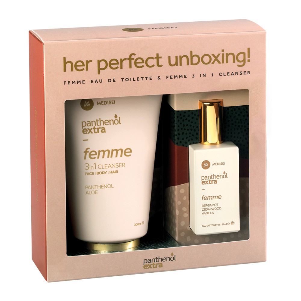 Promo Panthenol Extra Her Perfect Unboxing (Femme EDT & Cleanser) Γυναικείο άρωμα και Δώρο αφρόλουτρο-σαμπουάν